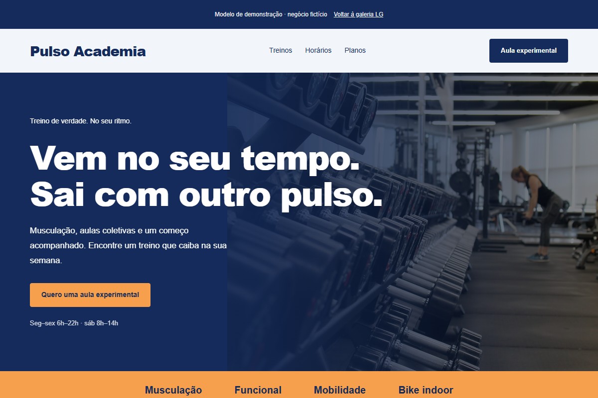 Captura do site Pulso Treino