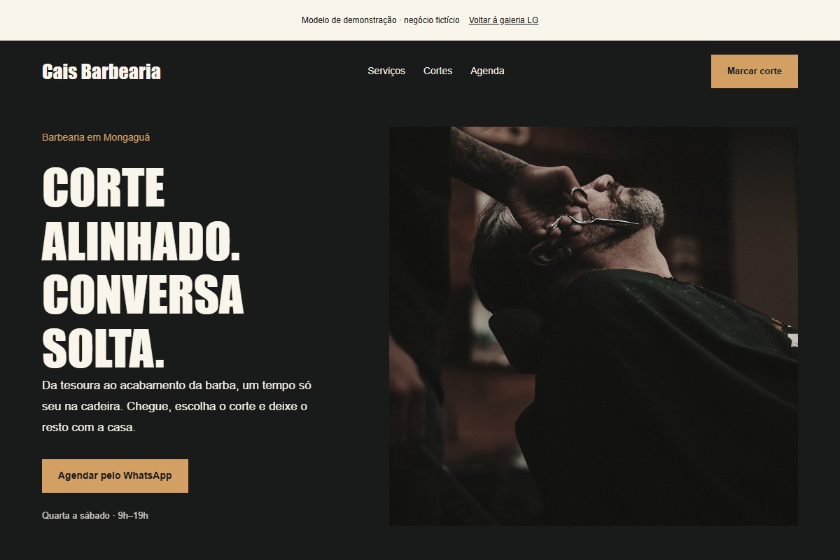 Captura do site Cais Barbearia
