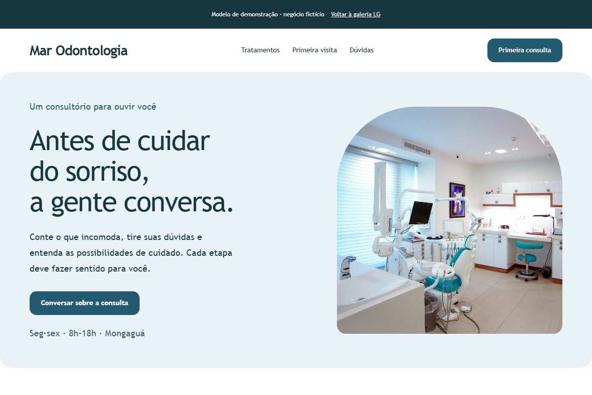 Captura do site Mar Odontologia