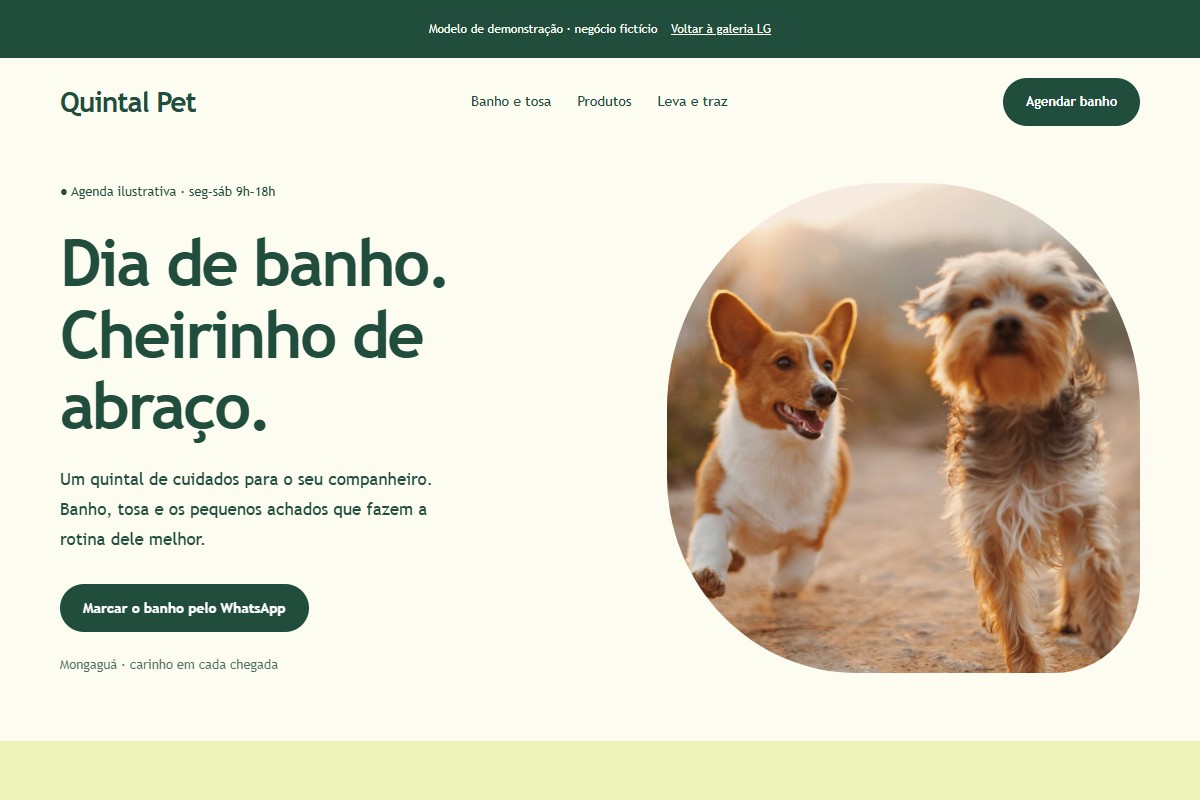 Captura do site Quintal Pet