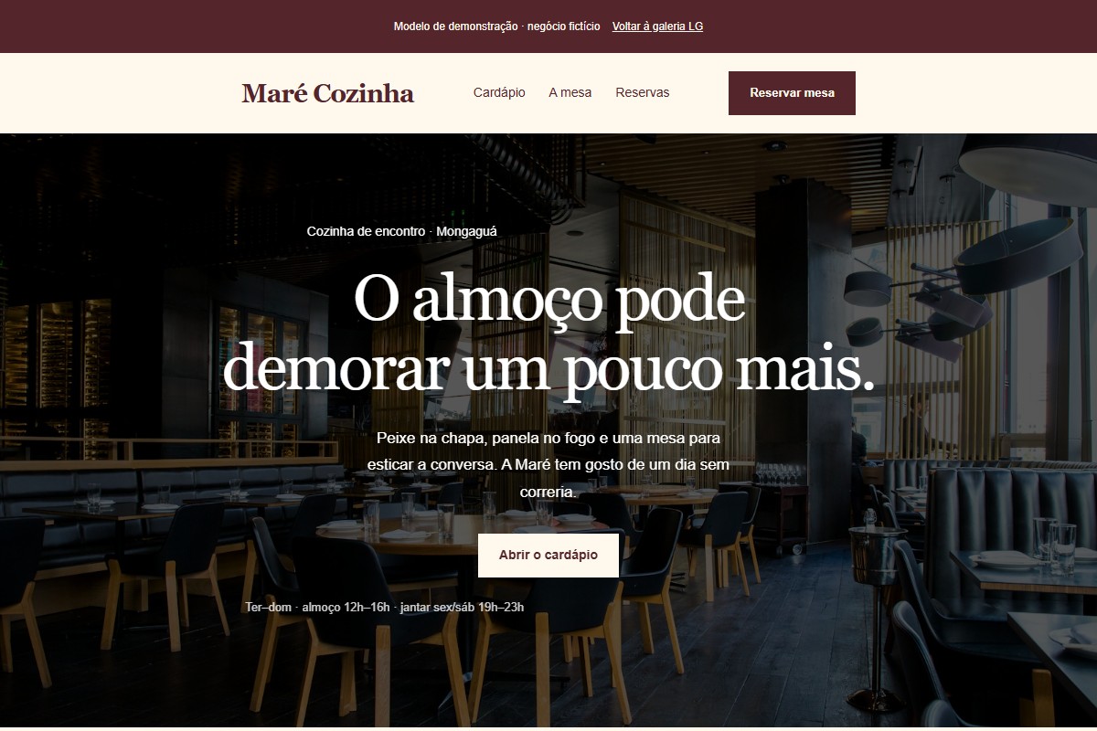 Captura do site Maré Cozinha